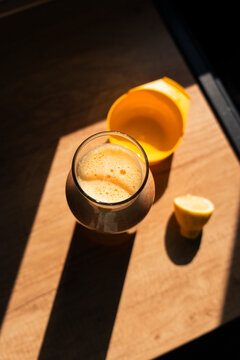 Fresh Homemade Fruit Smoothie in Sunlit Kitchen