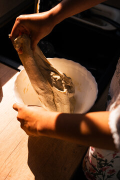 Kneading Homemade Bread Dough by Hand