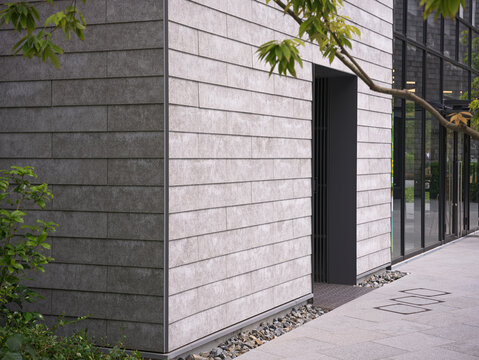 Modern Building Entrance With Concrete Brick Work in Osaka, Japan