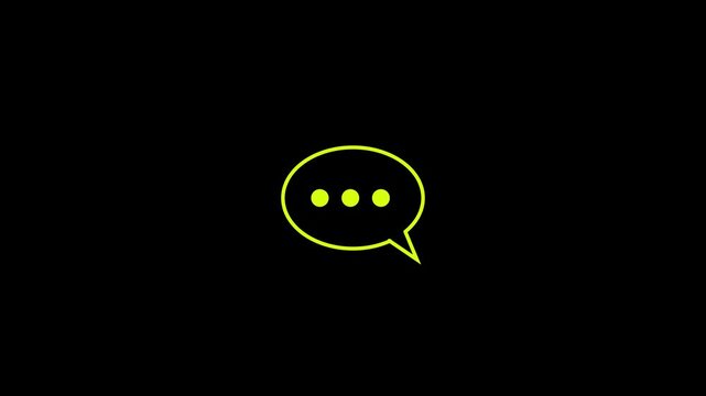 Speech bubble containing three dots. symbolizing online messaging, chatting, incoming text responses, typing indicators, and communication concept animation.