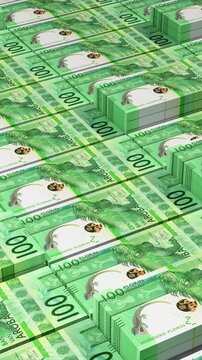 Stacks of Aruba 100 Florin Banknotes with Slow Camera Movement, Realistic Currency Animation, Stock Video