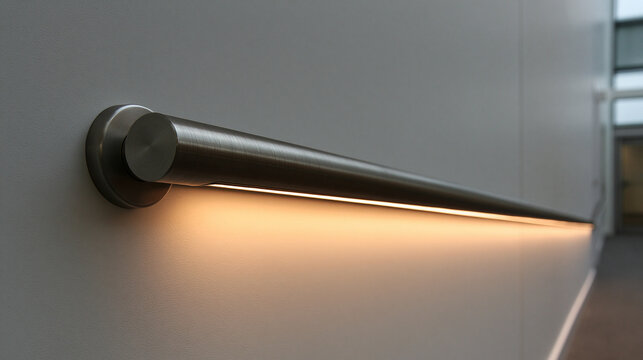 Modern Stainless Steel Handrail with Integrated LED Strip Lighting