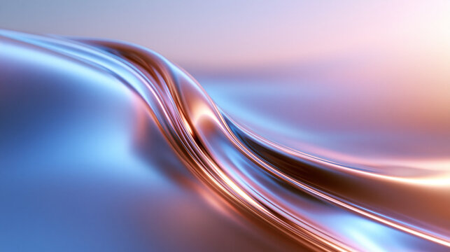 Abstract Metallic Fluid Wave Background with Soft Pastel Glow