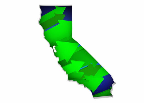 California CA State Map Arrows Increase Up On the Rise Growth Data 3d Illustration