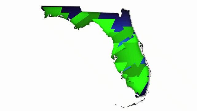 Florida FL State Map Arrows Increase Up On the Rise Growth Data 3d Animation