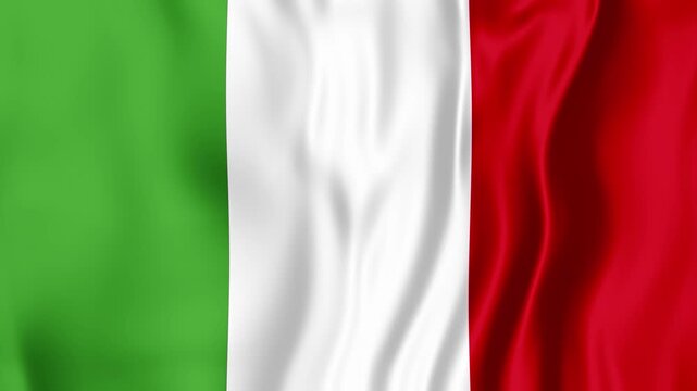 Italian Flag Moving Gently with Natural Satin Fabric Folds