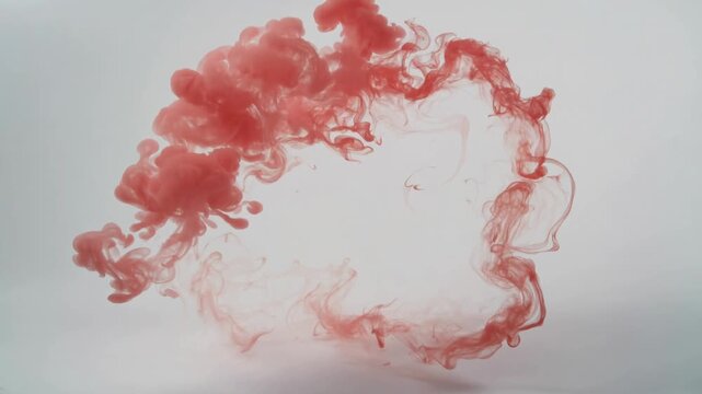 Colorful ink forms shapes in water and creates patterns in a glass container