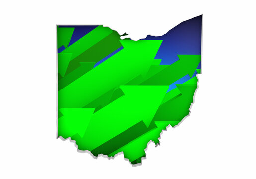 Ohio OH State Map Arrows Increase Up On the Rise Growth Data 3d Illustration