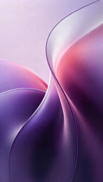 Abstract purple pink white blurred frosted glass wavy aura ribbon background with grainy holographic texture light gradient vertical composition for wallpapers.