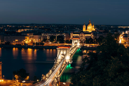 Danube river at sunset, Budapest, Hungary