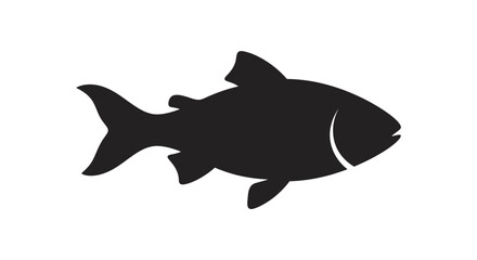 Fototapeta premium Black silhouette of a fish icon on white background.