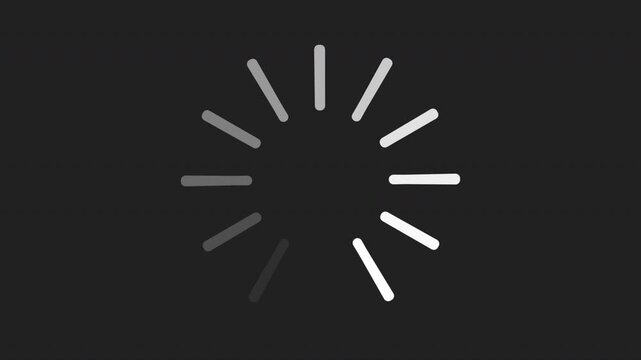 Seamless loading spinner animation on dark background with copy space