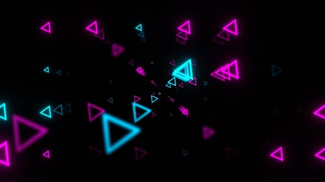 Cyan and Pink Flashing Neon Resizable Triangles Background VJ Loop in 4K