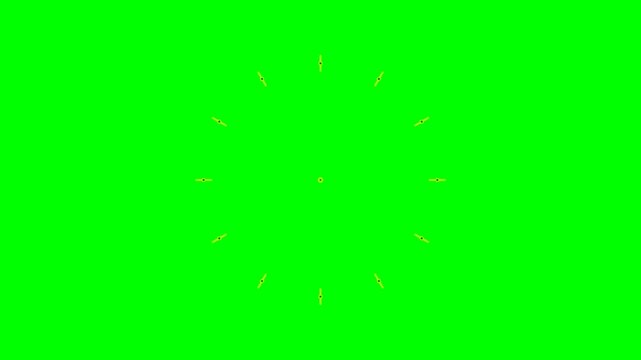 Minimalist clock face design isolated on a vibrant chroma key green background