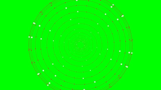 Abstract circular geometric pattern with white dots on a green background