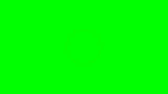 A vibrant yellow circle composed of small dots on a bright green background