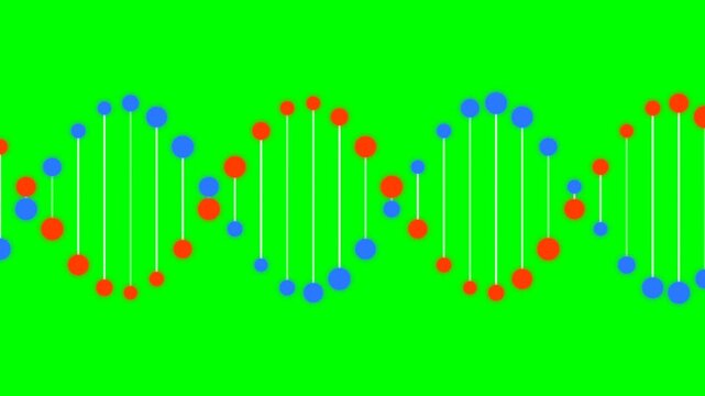 A digital representation of a double helix dna strand on a green background