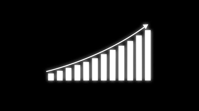 Business growth concept in graph chart animation. growing business concept. Clean Hi-tech style technology chart with a grid. 