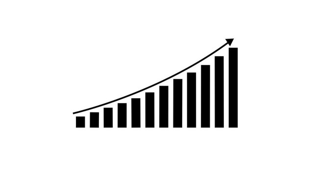 Business growth concept in graph chart animation. growing business concept. Clean Hi-tech style technology chart with a grid. 