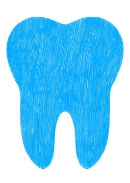 blue tooth colored pencil hand drawn illustration