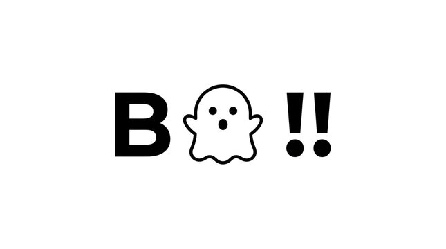 A cute pixel art ghost character with the word boo written in a retro digital font style