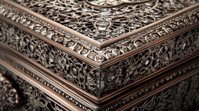 Close up of an ornate jewelry box