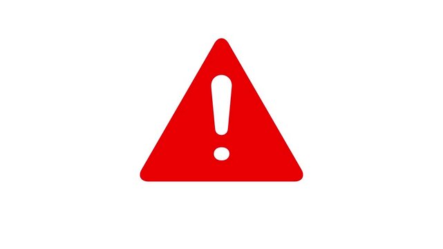 warning sign with exclamation mark on a white background, conveying caution and alert. Danger road warning sign. 4k video.