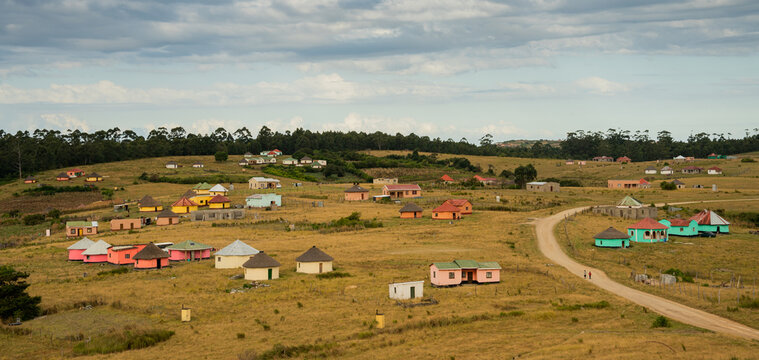 Rural south africa community living in colorful homes