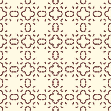 Seamless geometric floral pattern with brown ornamental motifs on cream background,kerchief, blanket, motif fabric, sarong textile, retro, embroidery, botany, handicraft, clothing
