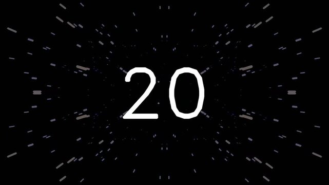 Digital countdown timer displaying number twenty on black background