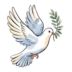 Fototapeta premium Dove with olive branch, symbolizing peace and hope