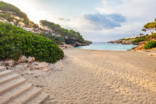 Cala Esmeralda sandy beach in Cala d'Or, Mallorca, Spain.