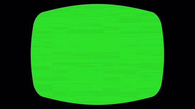 Retro Green CRT Screen with Analog Glitch and Static Distortion. 4k