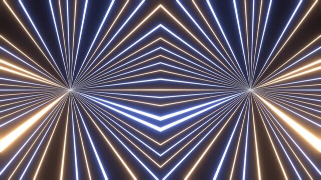 Light Yellow and Lighting Blue Neon Rays Circular Movement Background VJ Loop in 4K