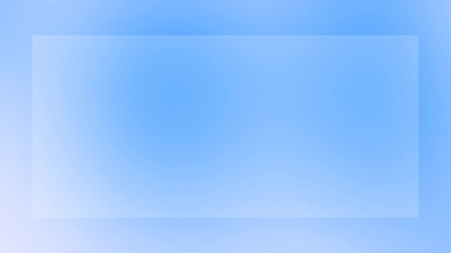 Abstract animation of a rectangular glass frame with a soft blue gradient wave background 4K