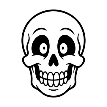 Cartoon Style Skull with Large Eyes and Grinning Expression