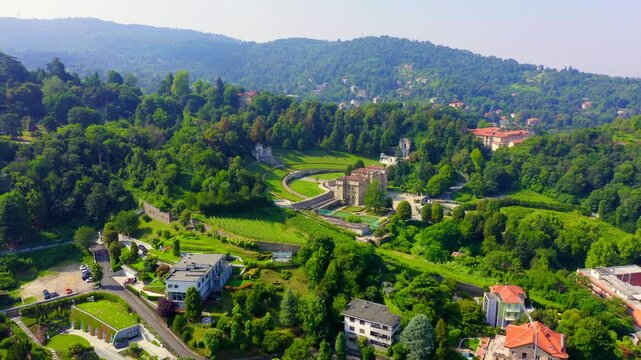 Turin, Italy. Villa della Regina with park. Drone footage, Point of interest