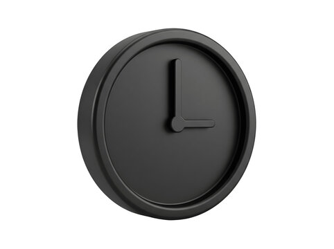 Black circular clock with hands displayed at ten o clock on transparent background