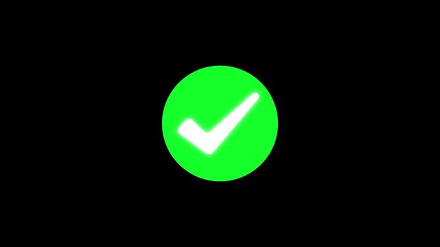  Green Checkmark Icon on Black Background Representing Approval, Confirmation, Success, Correct Choice, Validation, Verification, Acceptance, Completion, and Positive Decision Making