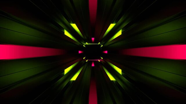 Pink and Green Neon Saw Lines Tunnel Background VJ Loop in 4K