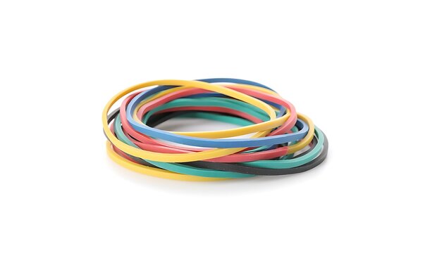 Colorful coiled rope on white background isolated.
