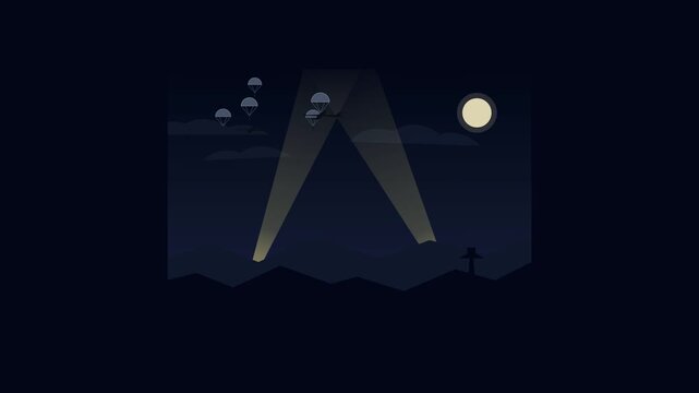 Animasi Night Airdrop Artillery 4K Motion Graphic Animation | Seamless Loop