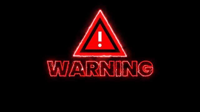 A warning sign with an exclamation point animates on a transparent background