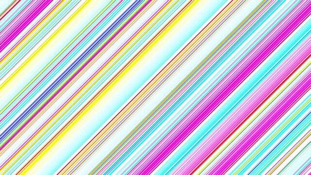 Diagonal multicolor stripe background with dense parallel bands, vivid cyan magenta yellow red blue pink orange purple tones, soft glow, crisp contrast, modern abstract surface