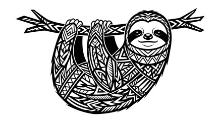 Fototapeta premium Sloth hanging from a branch slowly.