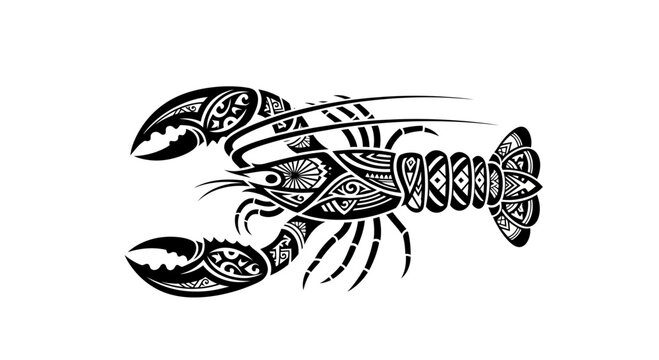 Detailed tattoo design of a lobster.