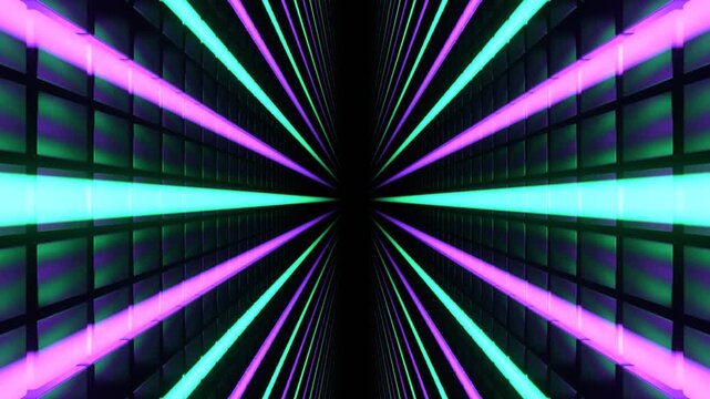 Purple and Turquoise Neon Side Walls Background VJ Loop in 4K