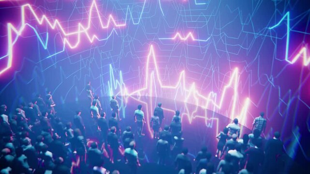 Business people watching financial market trends and fluctuations.