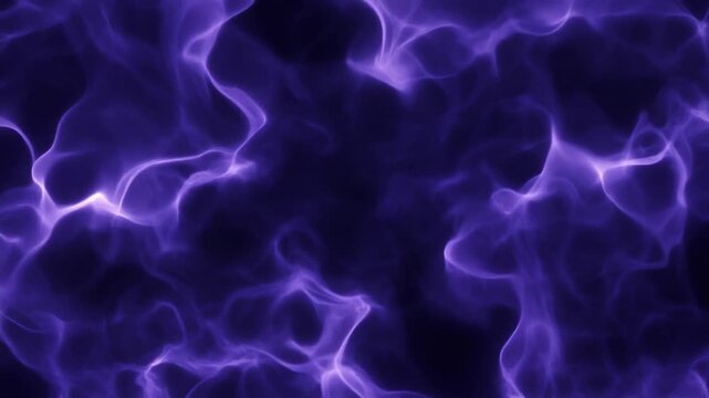 Dense indigo plasma churns and reshapes with intertwined luminous tendrils, glowing in deep violet against near-black darkness for an intense cosmic abstract motion background.
