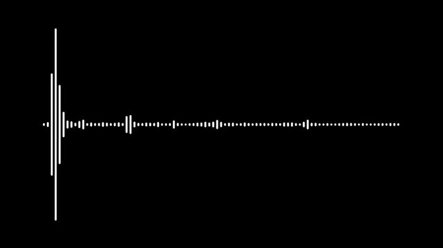 White audio waveform spectrum animation with smooth equalizer motion digital voice equalizer, rhythmic sound movement, professional wave animation,black screen background ,4k video